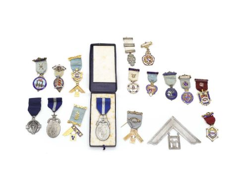 A collection of silver and 9ct gold Masonic medals 1930s and later, to include the Royal Institution of Girls and Boys exampl