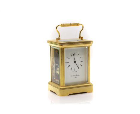 A brass carriage clock by Mappin &amp; Webb, with a two train movement striking on a bell,14cm highCondition ReportTicks but 