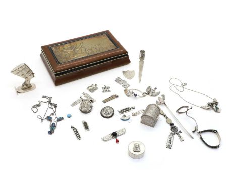 A collection of Egyptian silver jewellery with Egyptian standard marks, to include pendants, bracelets, brooches, and ring bo