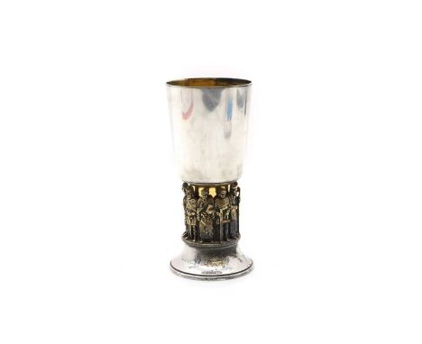 A silver Winchester Cathedral commemorative goblet, by Hector Miller for Aurum, London 1979, celebrating the ninth centenary 