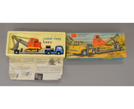 Corgi Toys Gift Set No. 27 Machinery Carrier with Bedford Tractor Unit and Priestman Cub Shovel, VGB.