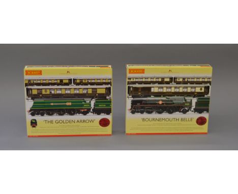 OO Gauge. Hornby. 2 x train packs. R.2300 "Bournmouth Belle" BR Merchant Navy "New Zealand Line" with 3 Pullman coaches & R23