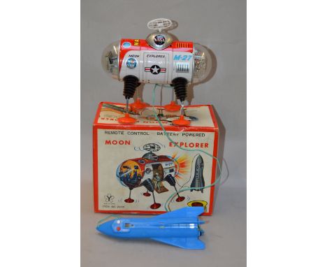 Yonezawa (Japan)/Fairylite Moon Explorer, battery operated tinplate walking vehicle, with `NASA` to sides, revolving antenna,
