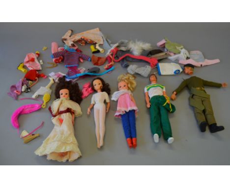 Selection of fashion dolls: three Palitoy Sindy, one with incorrect body; Mattel Ken. Together with a selection of fashion do