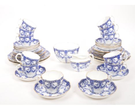 Royal Crown Derby - An early - mid 20th Century porcelain china Royal Crown Derby tea / dinner service having blue and white 