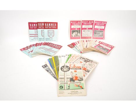 Sporting Interest - A large collection of mid 20th century West Ham and Fulham London football club programmes. The collectio
