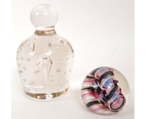 Caithness - A 20th Century vintage Caithness glass paperweight ' Ribbons ' having white, black and pink swirl design. Togethe