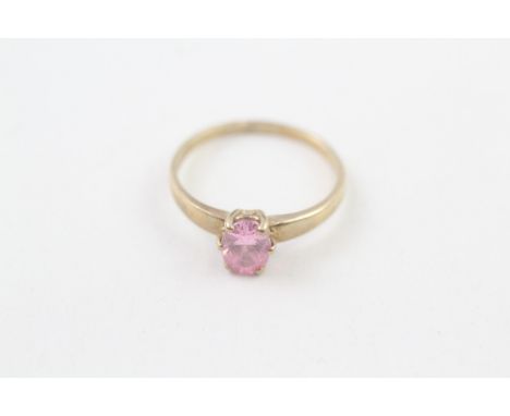 9ct gold pink cubic zirconia single stone ring (1.7g) 