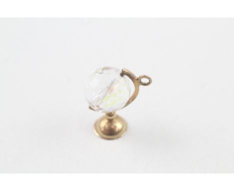 9ct gold vintage aurora boreaus glass globe charm (2.2g) 