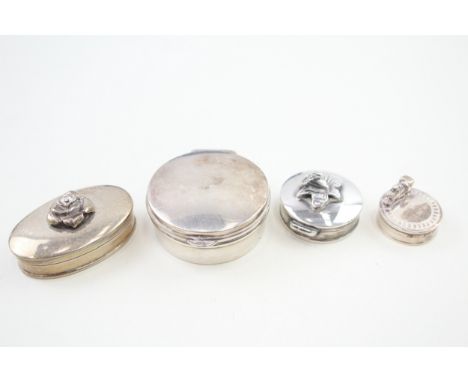 4 x .925 sterling silver pill / trinket box 