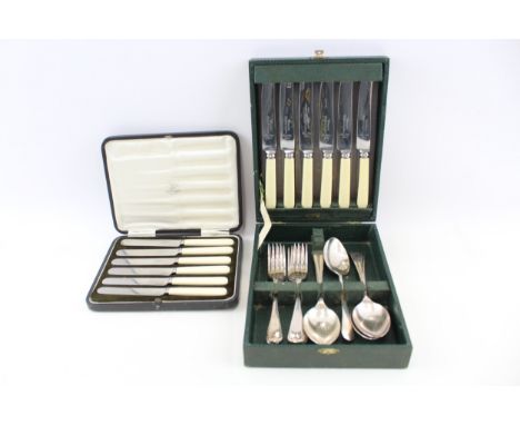 Vintage Cutlery Sets Silver Plate Mappin & Webb 6 Piece Butter Tool & 17 Set x 2 