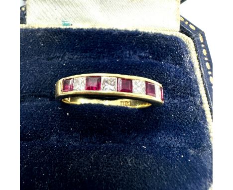 18ct gold ruby &amp; diamond ring weight3.4g 