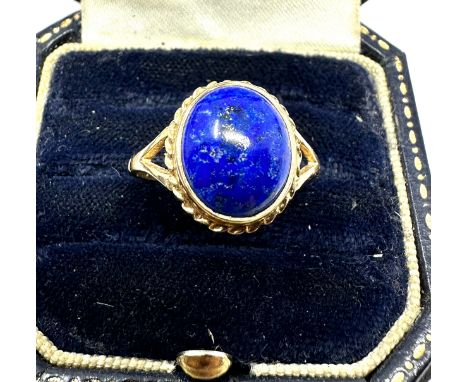 Vintage 9ct gold lapis set ring weight 2.2g 