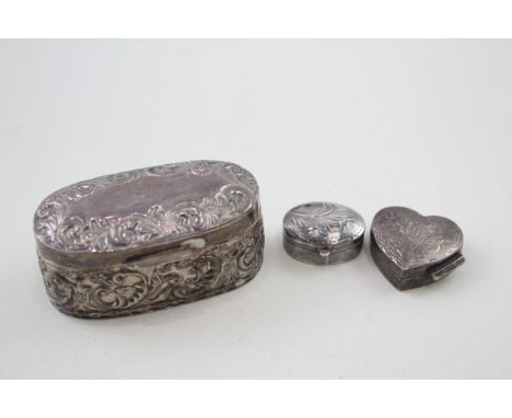 3 x .925 sterling silver pill / trinket boxes 