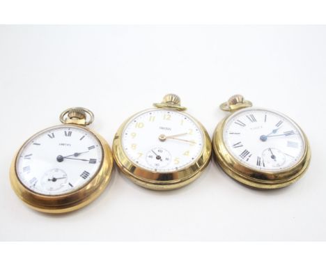 Mens Vintage Open Face Pocket Watch Smiths Timex Hand-Wind Working x 3 