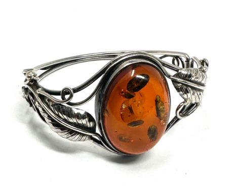 Vintage silver &amp; amber bangle weight 32g 