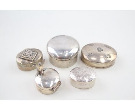 5 x .925 sterling silver pill / trinket box 