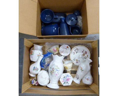 A collection of decorative china including Wedgwood, Doulton and Aynsley, a glass vase and some Honiton pottery **PLEASE NOTE