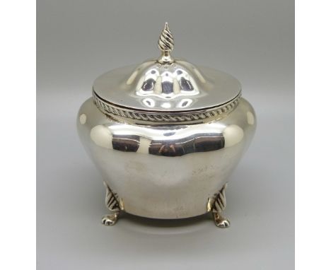 An Edward VII silver tea caddy, Birmingham 1906, William Neale, 173g 