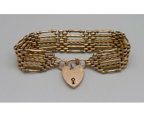 A 9ct gold gate bracelet, 25.1g 