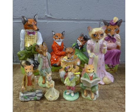 A collection of ceramic animal figures including five large Royal Stratford, Royal Albert, Border Fine Arts and Royal Doulton