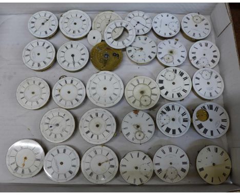 Twenty-nine 19th Century pocket watch movements, majority centre-seconds chronograph, including fusee and lever 