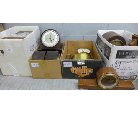 Four boxes of clocks and clock parts and a Hermle wall clock **PLEASE NOTE THIS LOT IS NOT ELIGIBLE FOR POSTING AND PACKING**