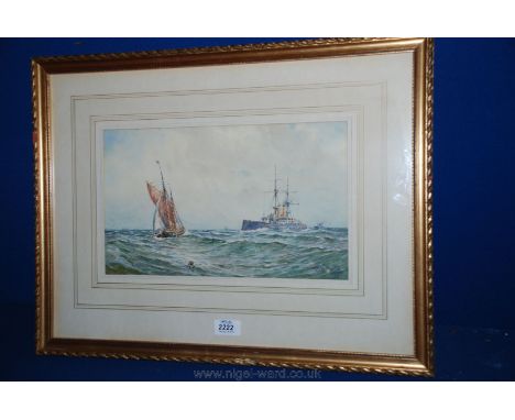 A framed and mounted Watercolour depicting a Seascape, signed lower right T.B. Hardy.  Dated 1894. Label verso inscribed ''Re
