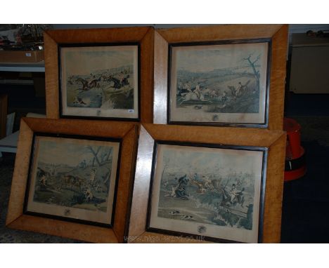 Four large framed Alken Hunting Prints - The Grand Leicestershire Fox Hunt - ''Fox Chase'', engraved by Hunt, published by I.