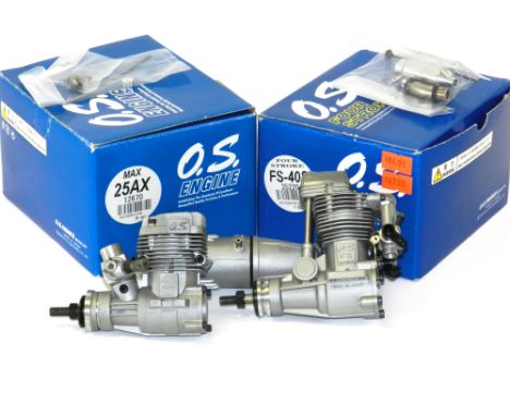 Modern O.S.FS-40S and O.S. Max 25AX Model Glow Engines and boxes: OS FS-40 Surpass ringed 4 Stroke Glow / Nitro RC Aeroplane 