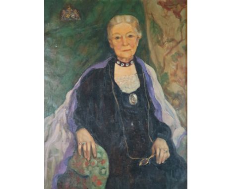 A Beauviert (Belgian school, early 20th century), Portrait of an elderly lady, half length seated in a chair, signed upper ri