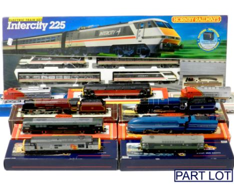 Hornby, Bachmann and Model Power boxed trains. Bachmann: 32-380 Class 37 Railfreight Tre Pol and Pen, 32-413 BR green Class 2