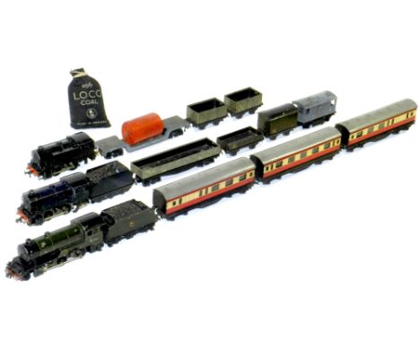 Trix Twin 3-rail Locos (3) and Rolling Stock (7), Including: Trix Twin 4-4-0 BR green Pytchley Hunt class tender engine, Blac