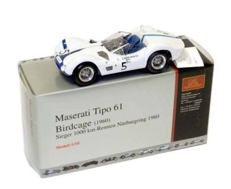 CMC Maserati Tipo 61 Birdcage Nurburgring 1000Km winner 1960 driven by Stirling Moss and Dan Gurney, 1/18th scale, item no. M