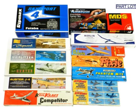 16 Vintage KeilKraft Model Aircraft Kits, Airbrush and Radio Control: 11 Unbuilt Kits: 1970s-80s era KeilKraft Hawker Hunter 