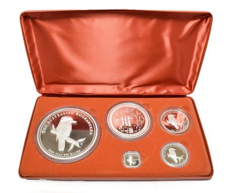 Australia, 'The Kookaburra Proof Issue Kilo Collection' 2004, a set of 5 x .999 silver proof coins struck by the Perth Mint c