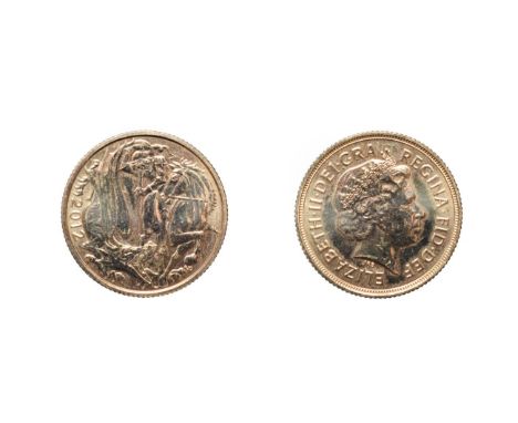 Elizabeth II, 2012 Sovereign. Obv: Fourth portrait right. Rev: Stylised depiction St. George and the dragon by Paul Day. Bril