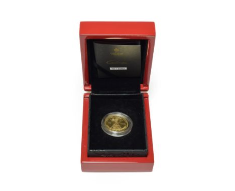 St Helena, Gold Proof £1.05 (Guinea) 2013, obv. Queen's portrait by Maklouf, rev. lion rampant guardant holding a crown &amp;