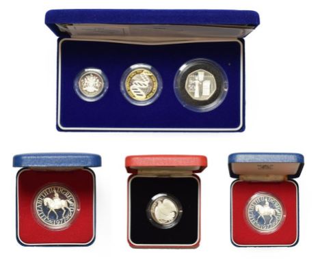 Silver Proof Piedfort 3-Coin Collection 2003 comprising: £2 '50th Anniversary - Discovery of DNA,' £1 '20th Anniversary of th