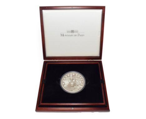 A Sterling Silver Proof 50 Euros 2003, struck by the Paris Mint to commemorate the first anniversary of the introduction of t