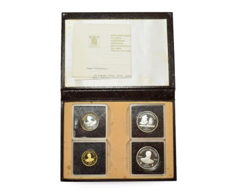 Turks &amp; Caicos Islands, a 4-Coin Gold &amp; Silver Proof Set Commemorating Earl Mountbatten of Burma, issued in 1980 &amp