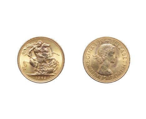 Elizabeth II, 1963 Sovereign. Obv: First portrait facing right. Rev: St. George and the dragon, 1963 in exergue. S. 4125. Goo