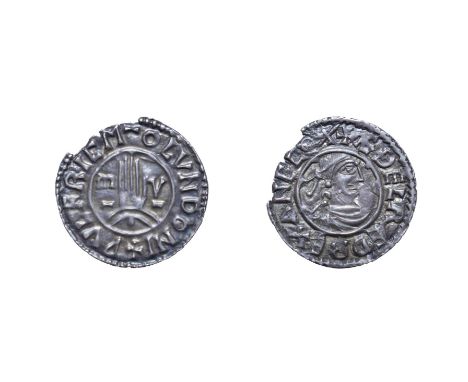 Aethelred II, 978 - 1016, London Mint Penny. 1.45g, 20.6mm, 9h. First hand type, Wulfric at London. Obv: Diademed bust right 