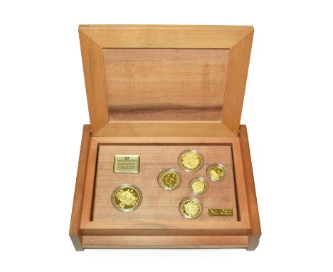 Australia, 6-Coin Gold Proof Set  2001 'Centenary of Federation' comprising: 2 dollars rev. Aboriginal tribal elder, 20.50mm,
