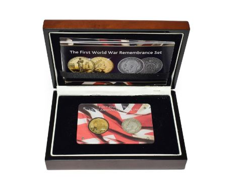 Tristan da Cunha, 'The First World War Remembrance Set,' a 2-coin set comprising: gold proof sovereign 2014, 22.05mm, 8.08g, 