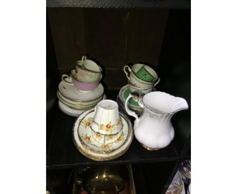 ROYAL COPENHAGEN TEA SERVICE, comprising four cups and saucers, along with a collection of tea ware including Royal Albert, P