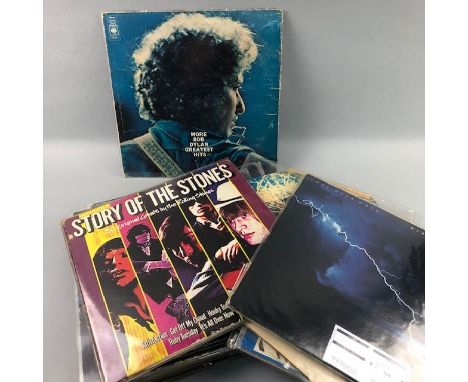 LOT OF VINYL RECORDS, including Dire Straits, Rolling Stones, Bob Dylan, Iron Maiden, The Beatles and John Lennon/Yoko Ono