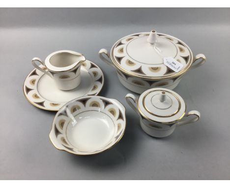 NORITAKE MANSFIELD DINNER AND TEA SERVICE, with abstract design and gilt detailing