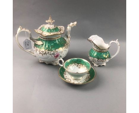 VICTORIAN TEA SERVICE, in the style of Rockingham, decorated with flowers