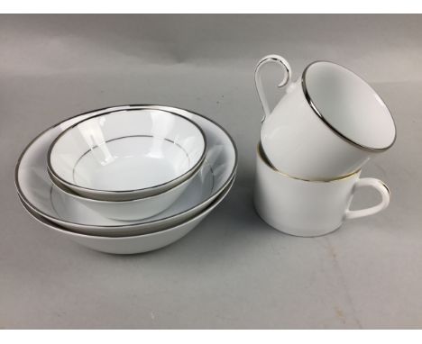 NORITAKE PART DINNER SERVICE, with silver line borders, comprising 6 dinner plates, 6 fish plates, 6 soup bowls, 6 dessert bo